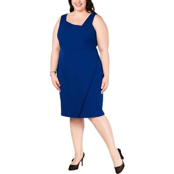Betsey Johnson Womens Plus-Size Scuba Crepe Dress Sapphire 16W NWT - Picture 1 of 6